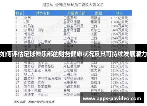 如何评估足球俱乐部的财务健康状况及其可持续发展潜力 如何评估足球俱乐部的财务健康状况及其可持续发展潜力