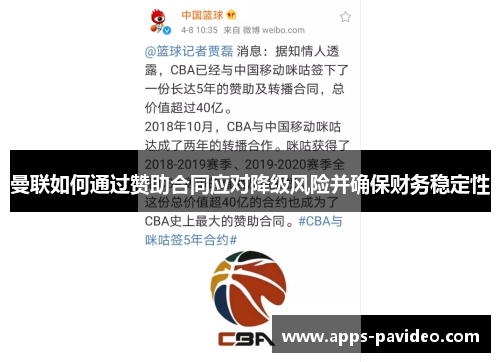 曼联如何通过赞助合同应对降级风险并确保财务稳定性 曼联如何通过赞助合同应对降级风险并确保财务稳定性